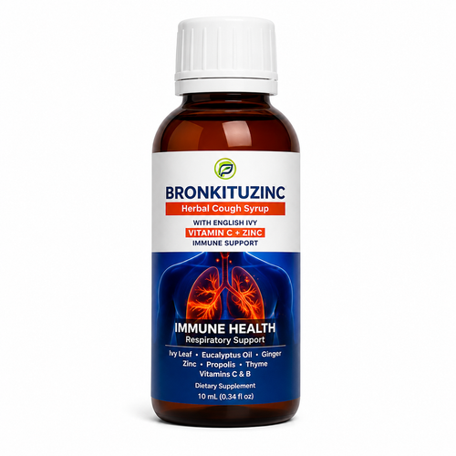 Bronkituzinc Botanical Respiratory Syrup – English Ivy, Zinc & Herbal Blend, Immune Support